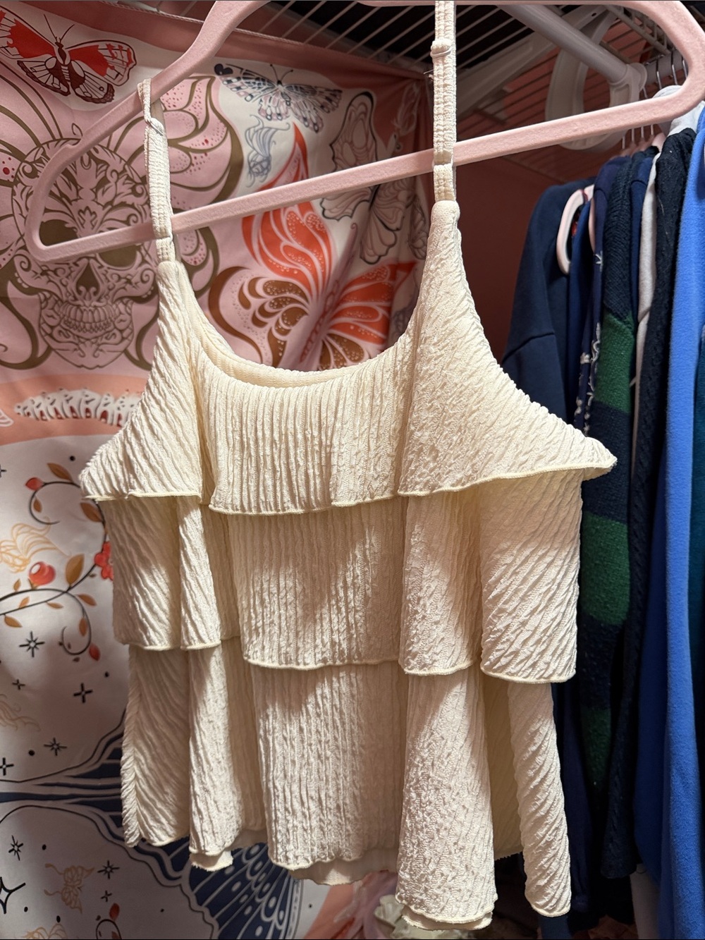 Layered Ruffle Sleeveless Top - Cream